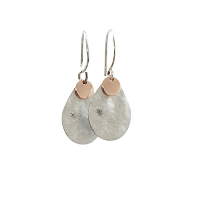 Nadia Rose gold & silver textured melt dangles